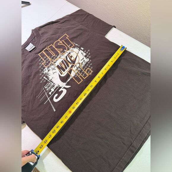 Vintage Nike Just Do It Men's XL Brown Track Club Swoosh Spellout T-Shirt - Picture 3 of 8